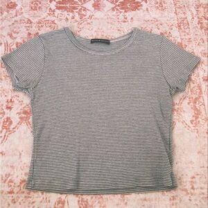 Brandy Melville Black and White Striped Tee